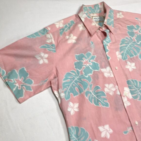 Vintage 90s KALAHEO Hawaiian Shirt Men S Pink Reverse Floral Palms Beach USA - Picture 3 of 16